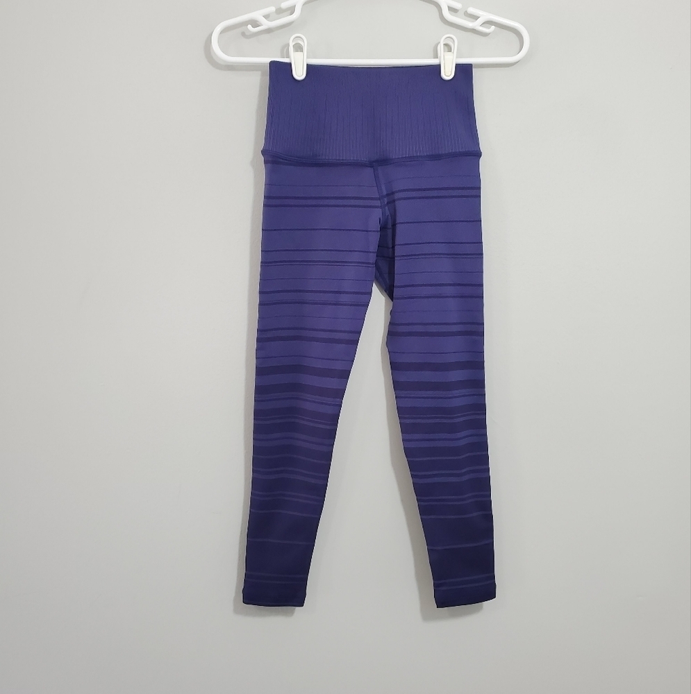 Avocado Purple Striped Athletic Leggings